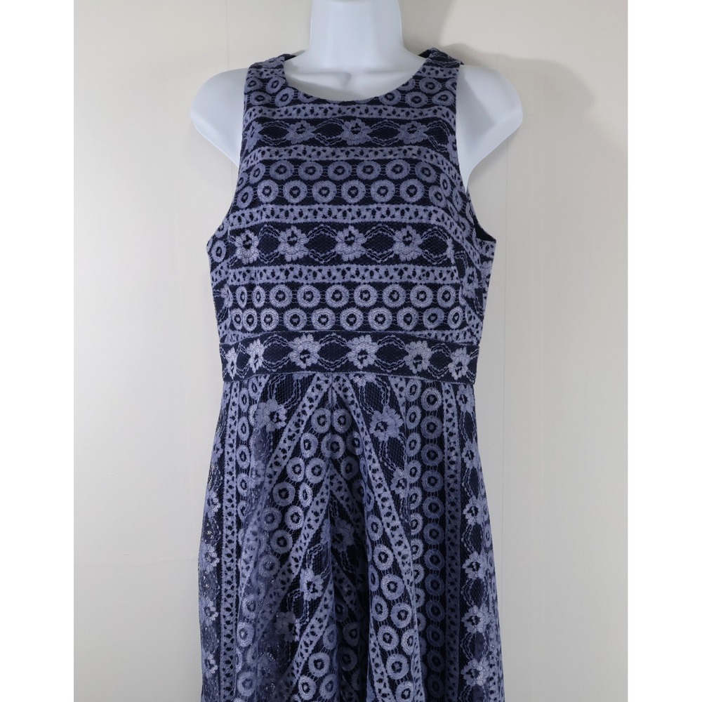 Eliza J Womens Navy Blue Lace Fit Flare Midi Dress EJ8M8252 Size 8 - Picture 2 of 8